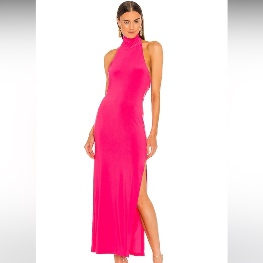 Norma Kamali Halter Turtle Dress in color Rose